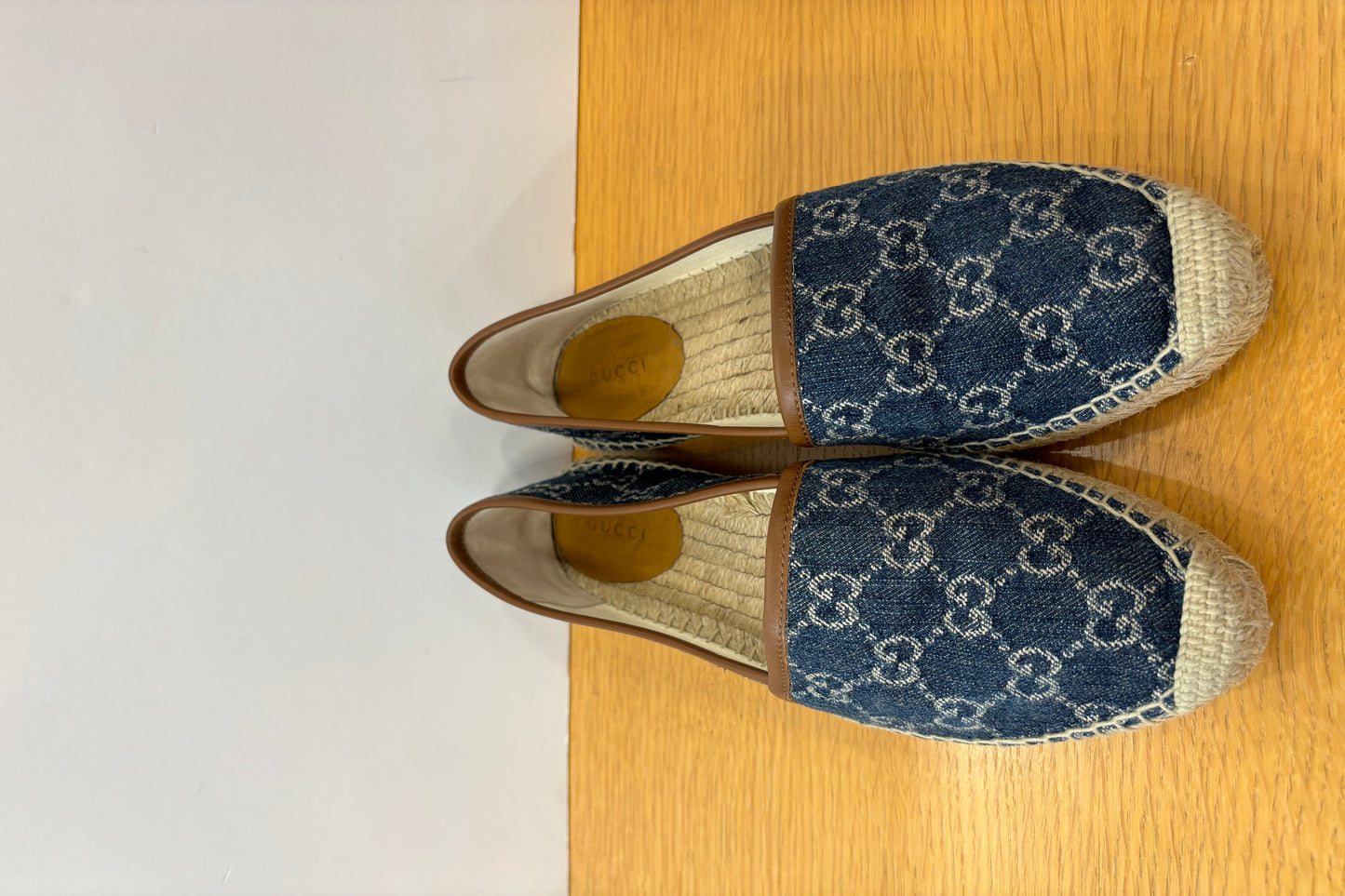 GUCCI Denim Logo Espadrilles / US7-EU37.5