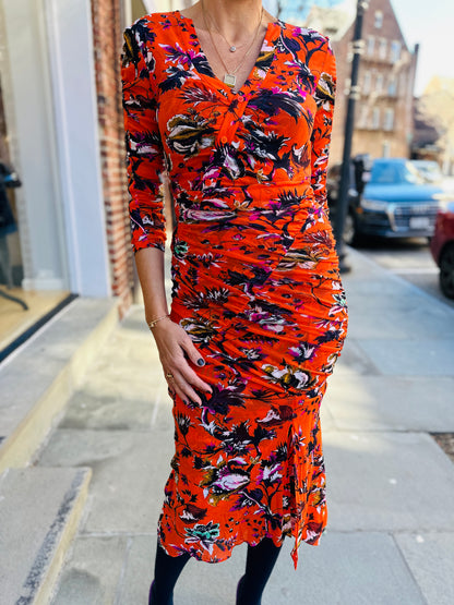 DVF NWT Long Rushed Dress / S