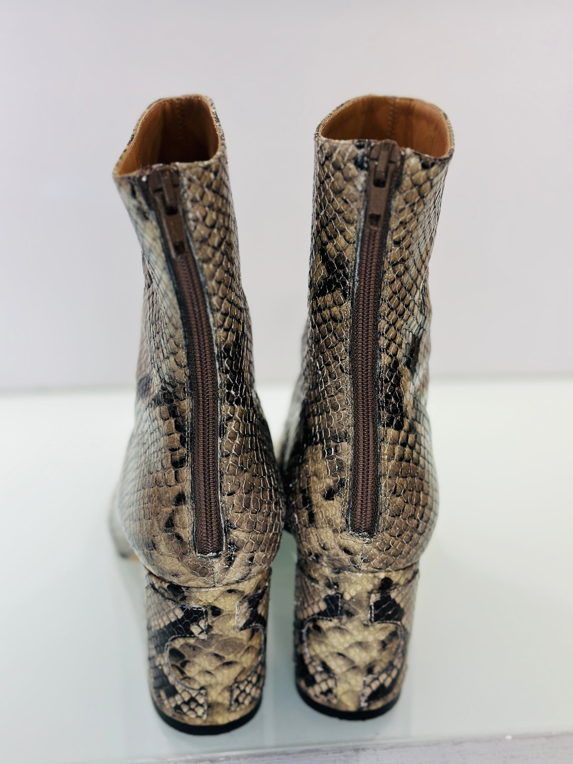 DVF Python Printed Ankle Boots US7 Second Edition NY