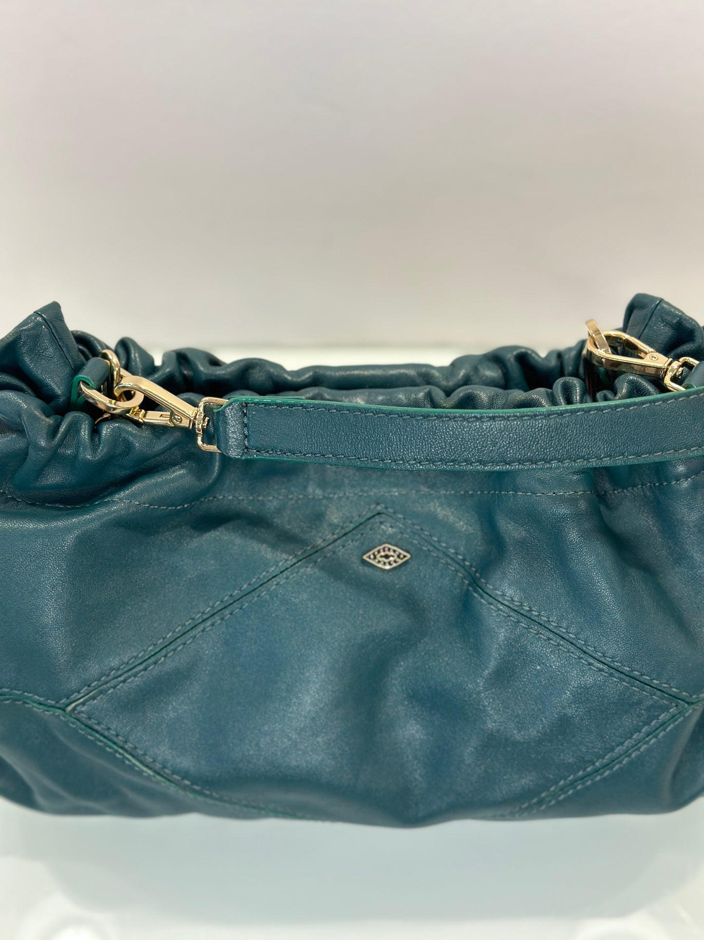 BA&SH Leather Bucket Crossbody Bag with Gold Chain