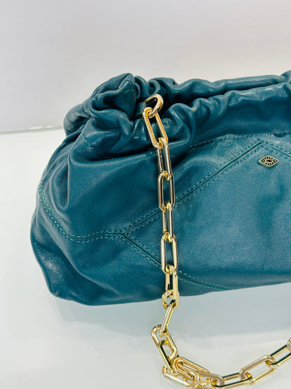 BA&SH Leather Bucket Crossbody Bag with Gold Chain
