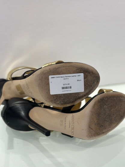 JIMMY CHOO Besso Sandals Leather / US7-EU37.5
