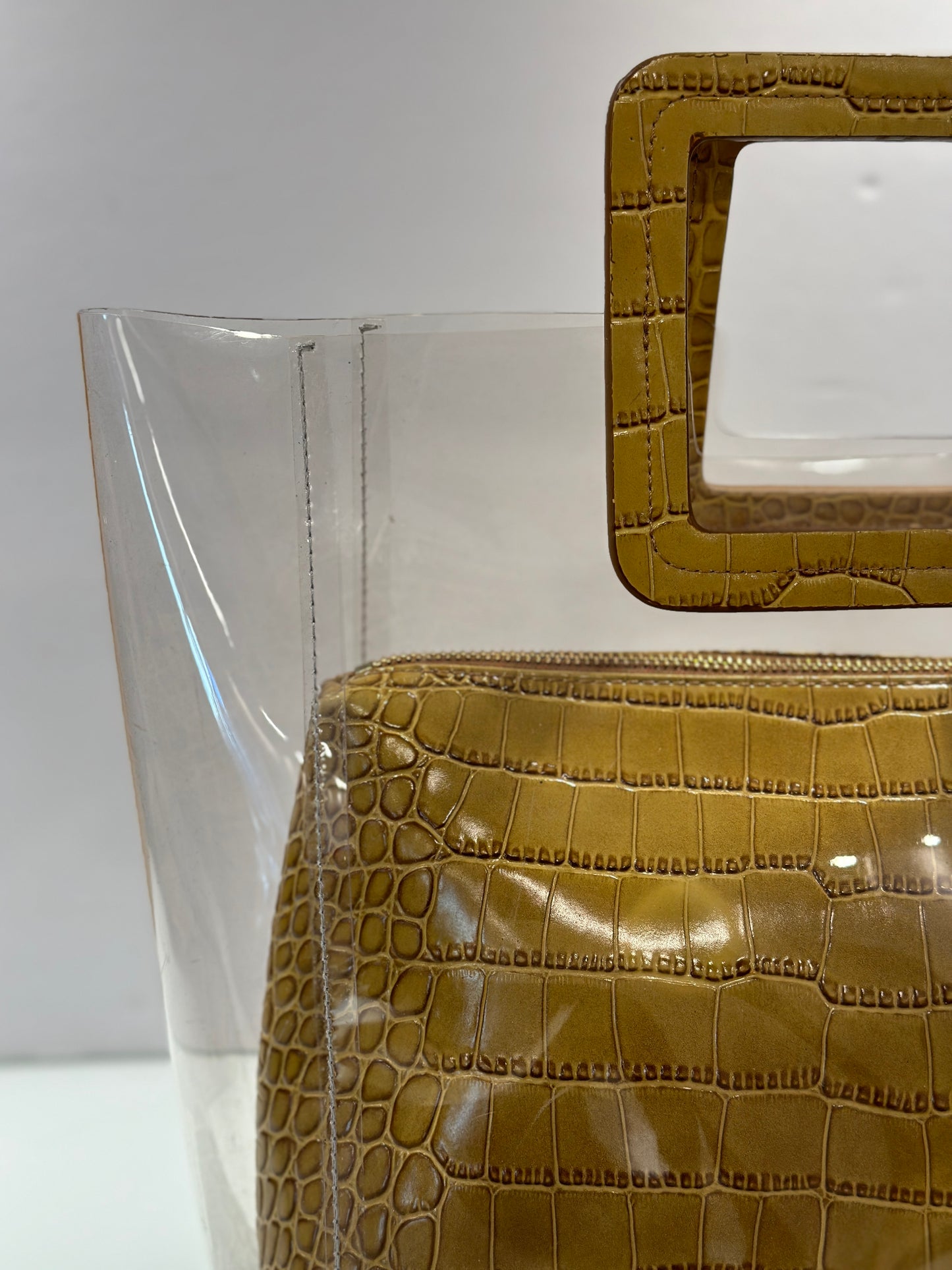 STAUD PVC Tote Bag with Crocodile embossed Leather pouch