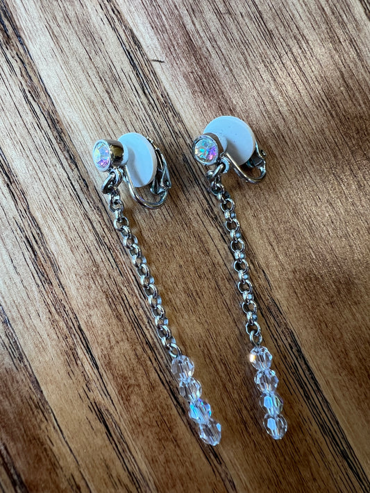 SWAROVSKI drop rhinestone clip earrings