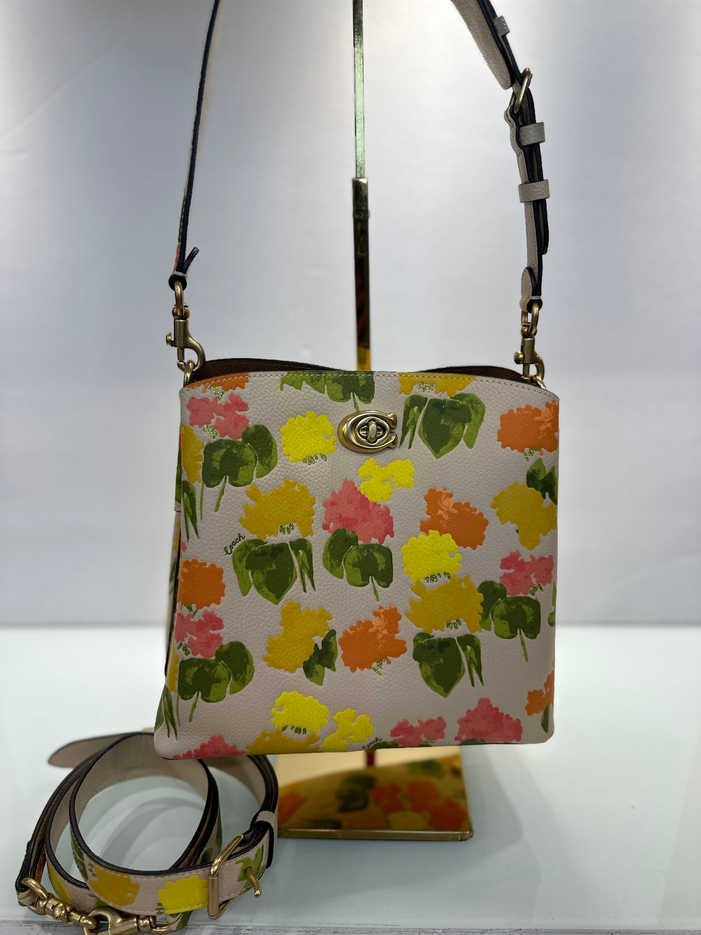 Coach floral satchel cheap