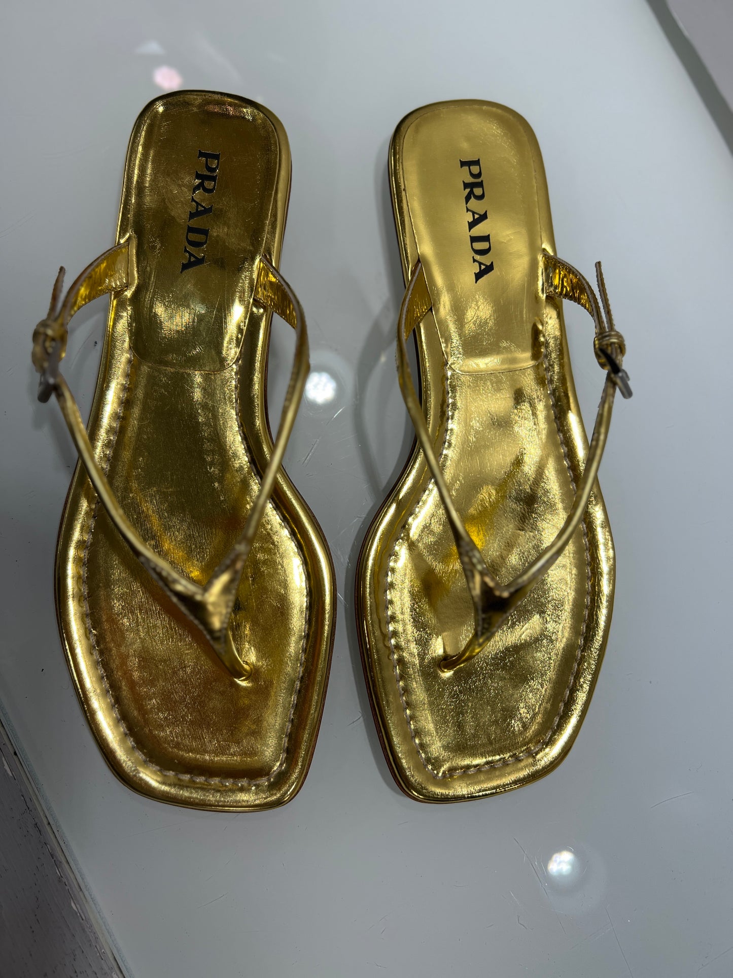 PRADA Gold sandals/ 7