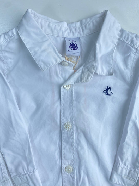 PETIT BATEAU White shirt LS / 12M