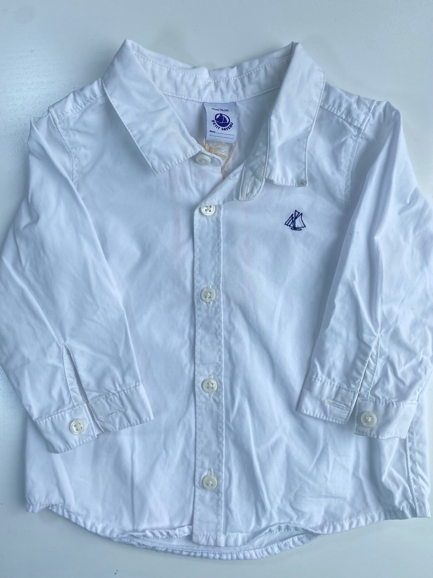 PETIT BATEAU White shirt LS / 12M