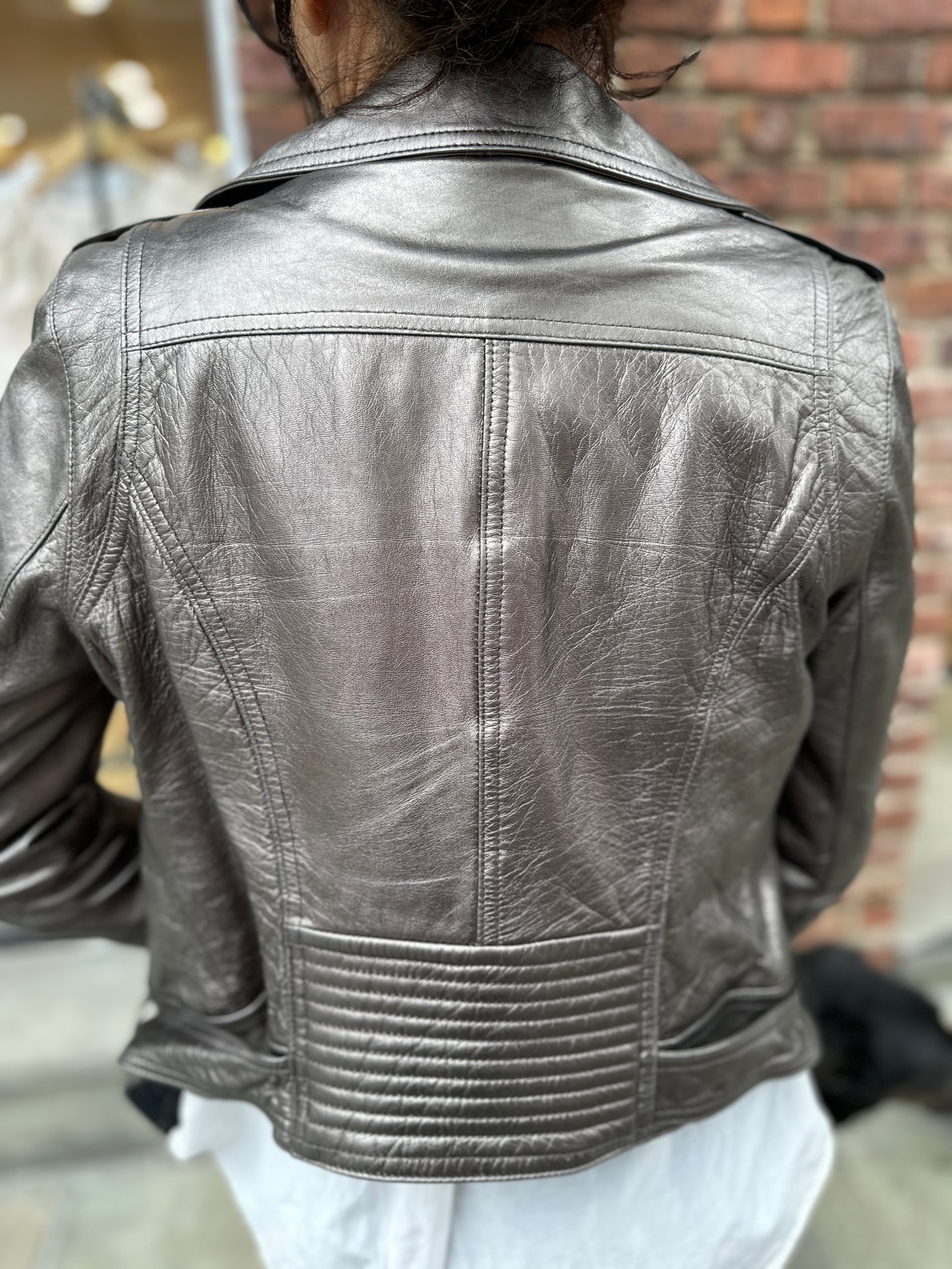 PARKER Leather Biker Jacket / M