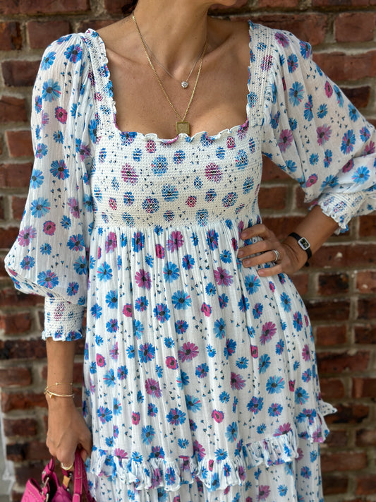 LOVE SHACK FANCY LS flower maxi dress/ XS