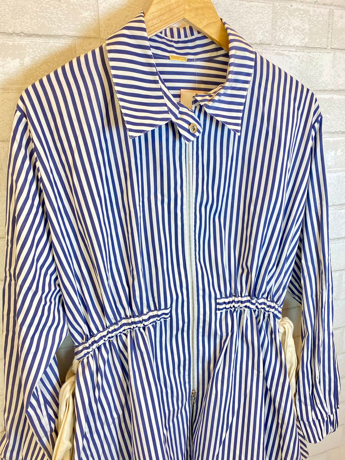 ADAM LIPPES Zipped Striped Cotton Jacket / L