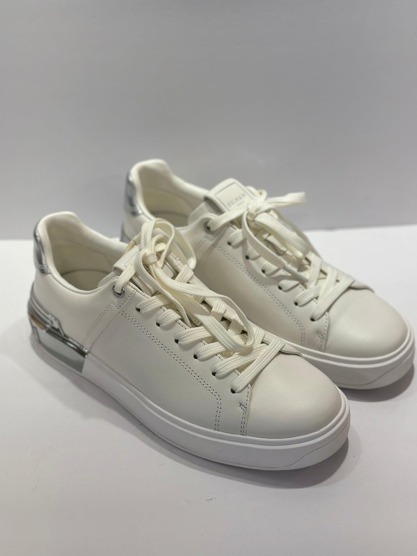 BALMAIN Leather White Silver Sneakers/ US9-39