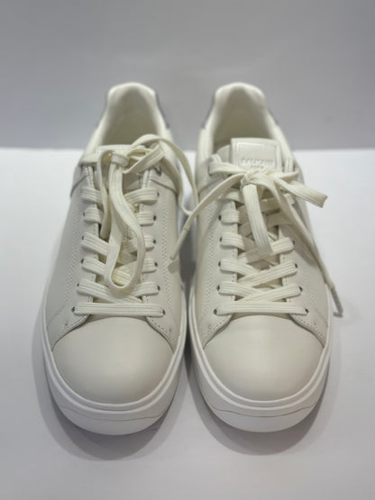 BALMAIN Leather White Silver Sneakers/ US9-39