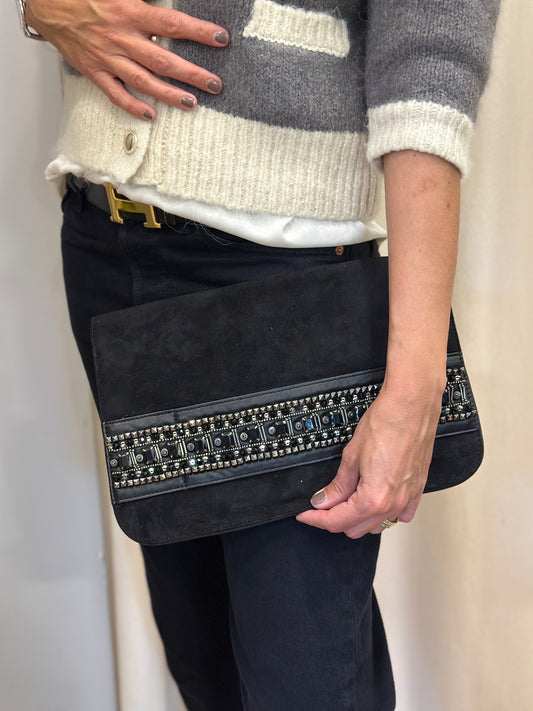 ANNE FONTAINE Leather and Suede Clutch
