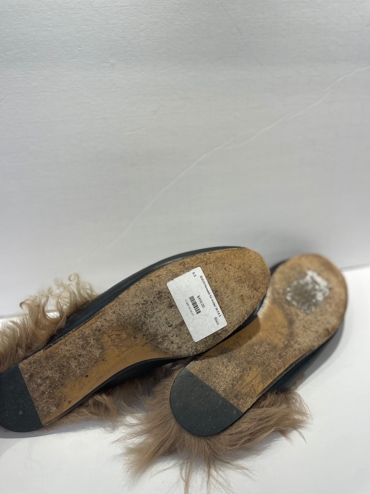 GUCCI Horsebit fur mules/ 38.5-8.5