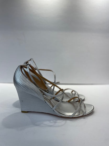 BADGLEY MISCHKA Silver WEdges Evening Sandals / US8