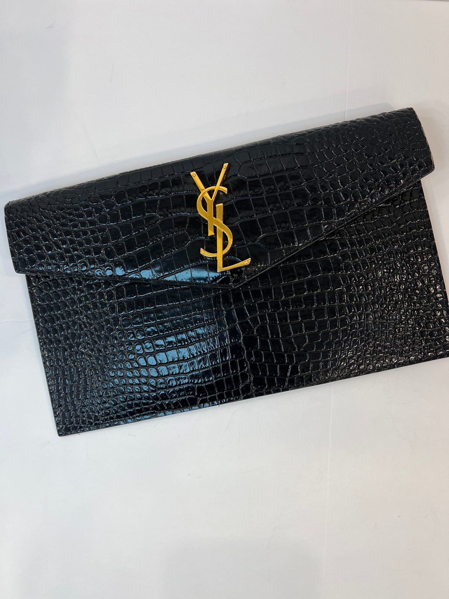 YSL Croc Print Monet Pouch Medium