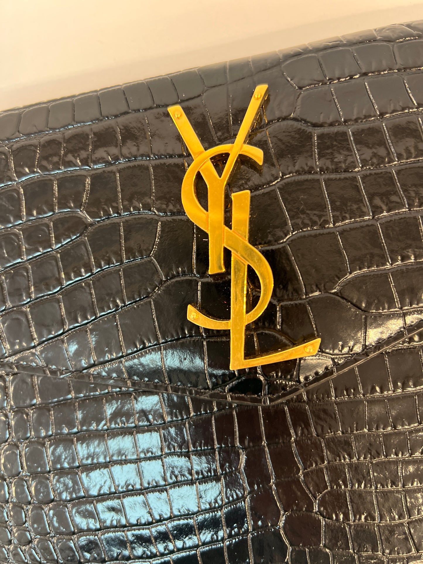 YSL Croc Print Monet Pouch Medium