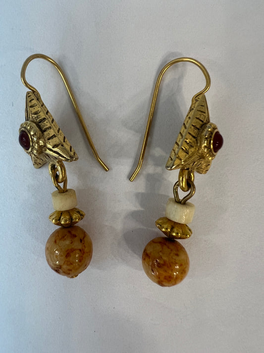 VINTAGE Gold Dropped Pierced Earrings