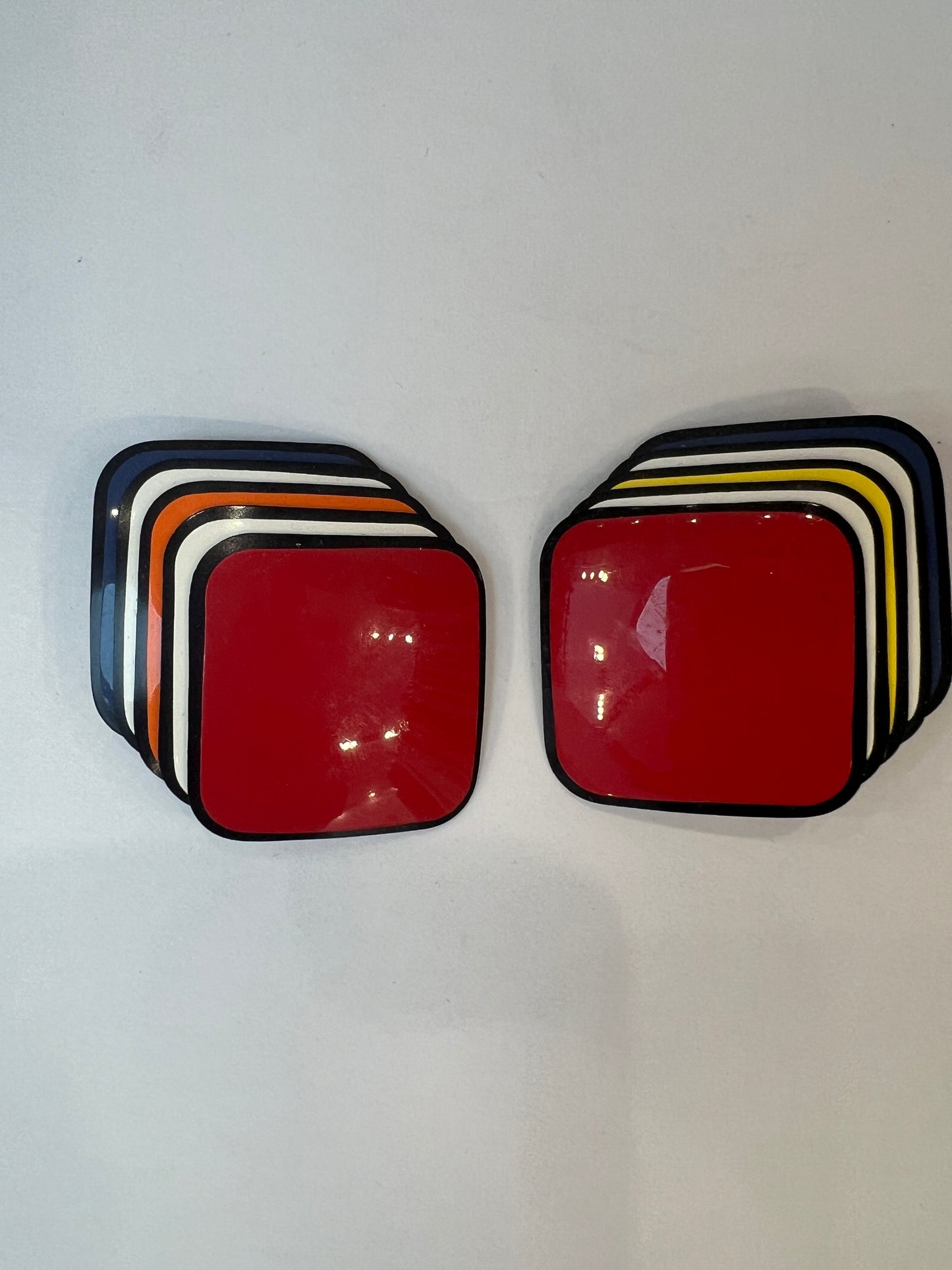 Clip ons Square multicolor earrings