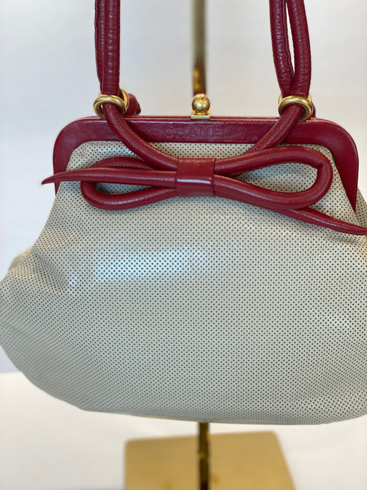 CHANEL Vintage Perforated Leather Bow Bag