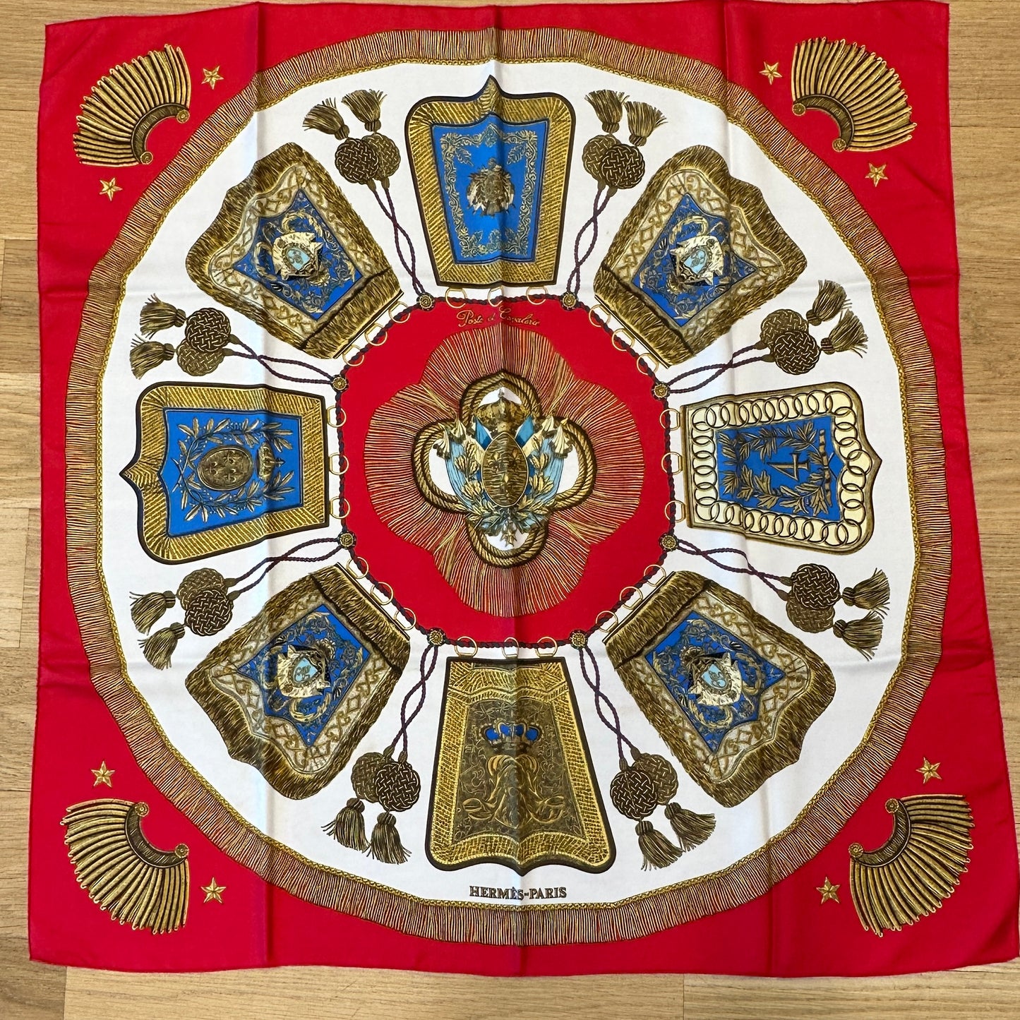 HERMES Square 90CM Silk Scarf "Poste et Cavalerie"