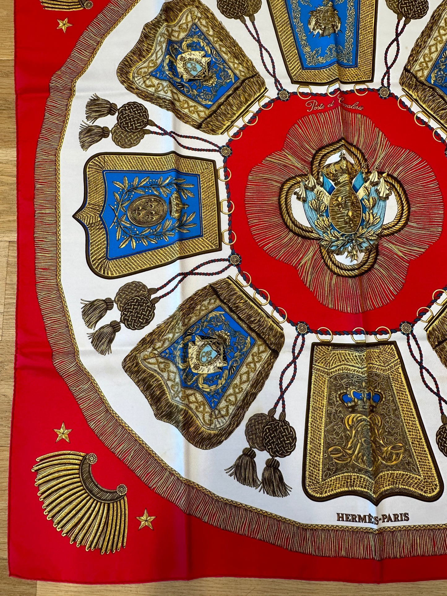 HERMES Square 90CM Silk Scarf "Poste et Cavalerie"