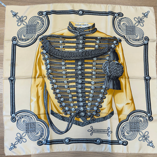 HERMES Square 90Cm Silk Scarf "Brandebourg"