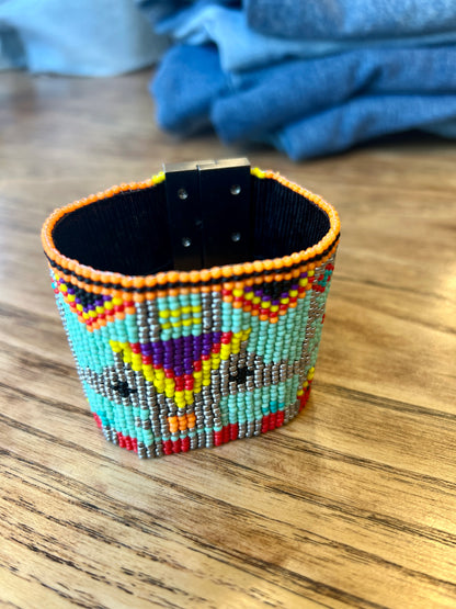 HIPANEMA Multicolor Beaded Cuff with magnetic clasp