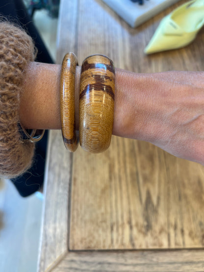 NO BRAND Exotic Wood Set Of 2 Bracelets