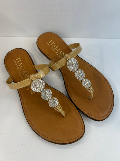 ITALIAN SHOEMAKERS Rhinestone Flip Flops NWT/ 8.5-39