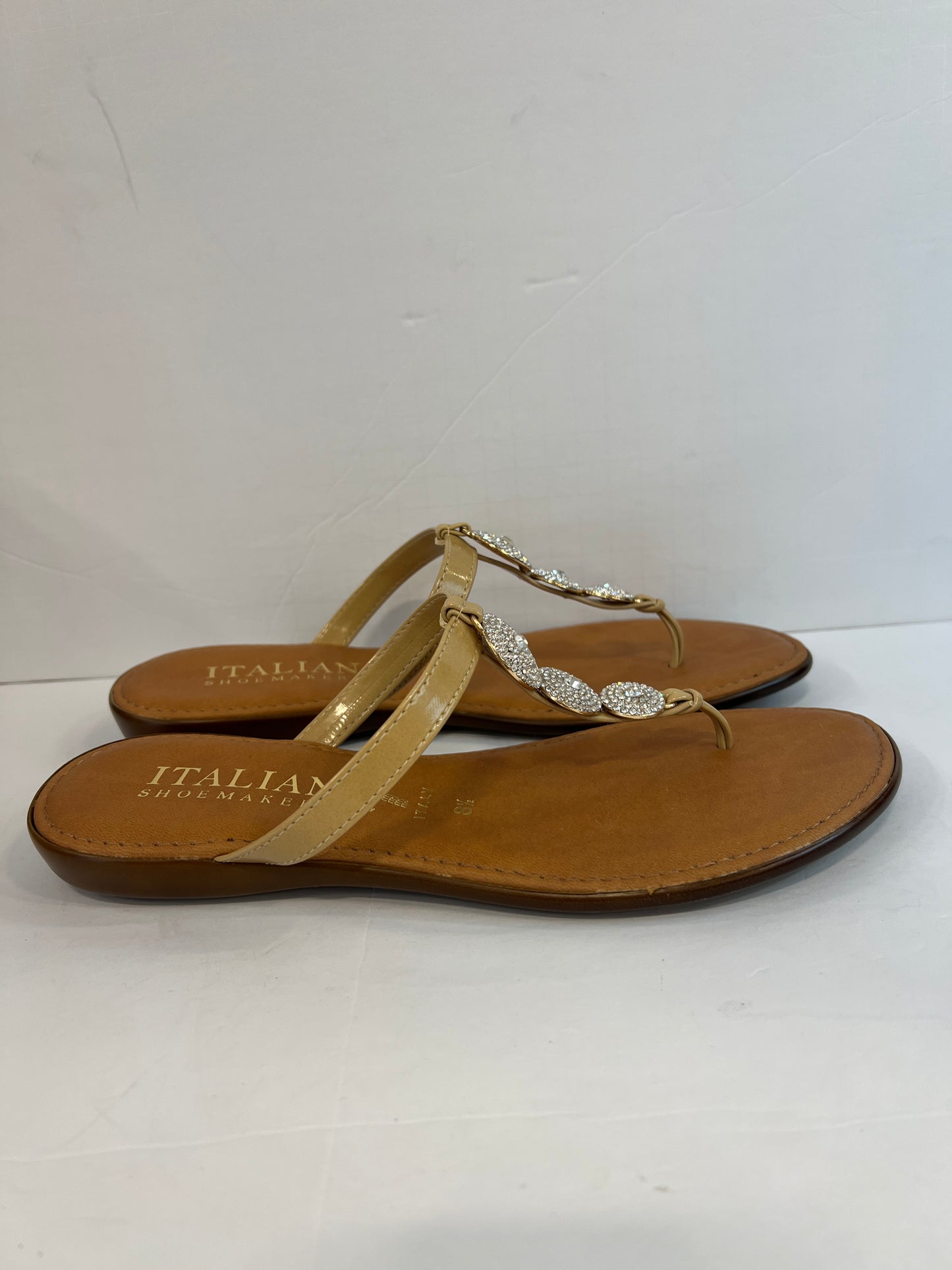 ITALIAN SHOEMAKERS Rhinestone Flip Flops NWT/ 8.5-39