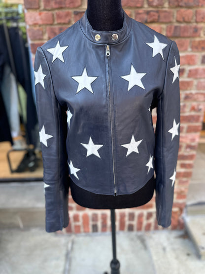 SANDRO Leather JAcket with Stars / S-1