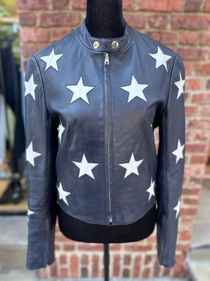 SANDRO Leather JAcket with Stars / S-1