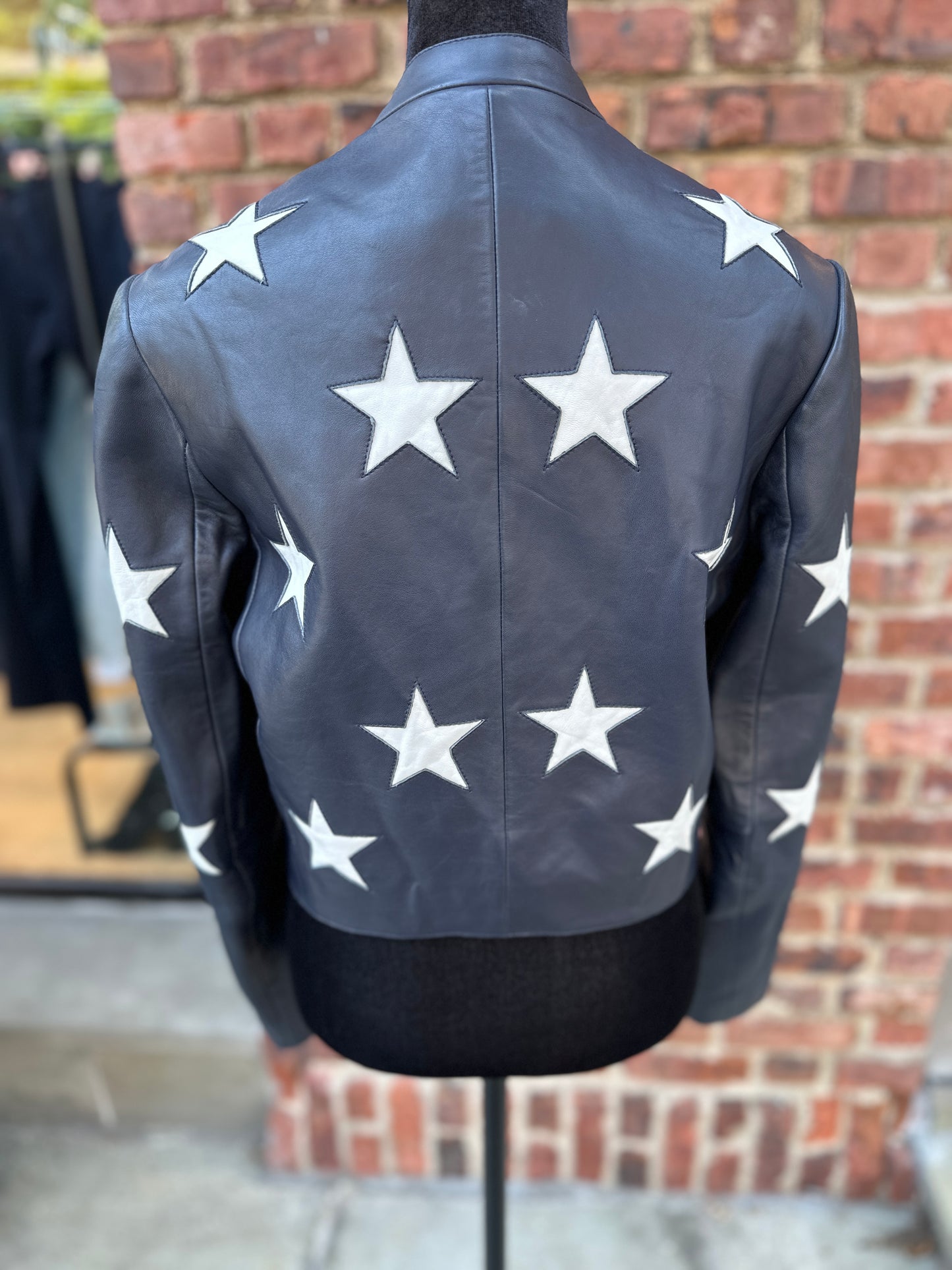 SANDRO Leather JAcket with Stars / S-1