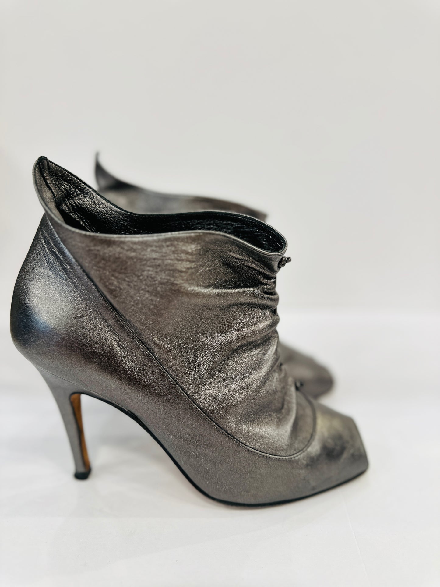 MANOLO BLAHNIK Peep Toe Booties / US6.5-Eu37