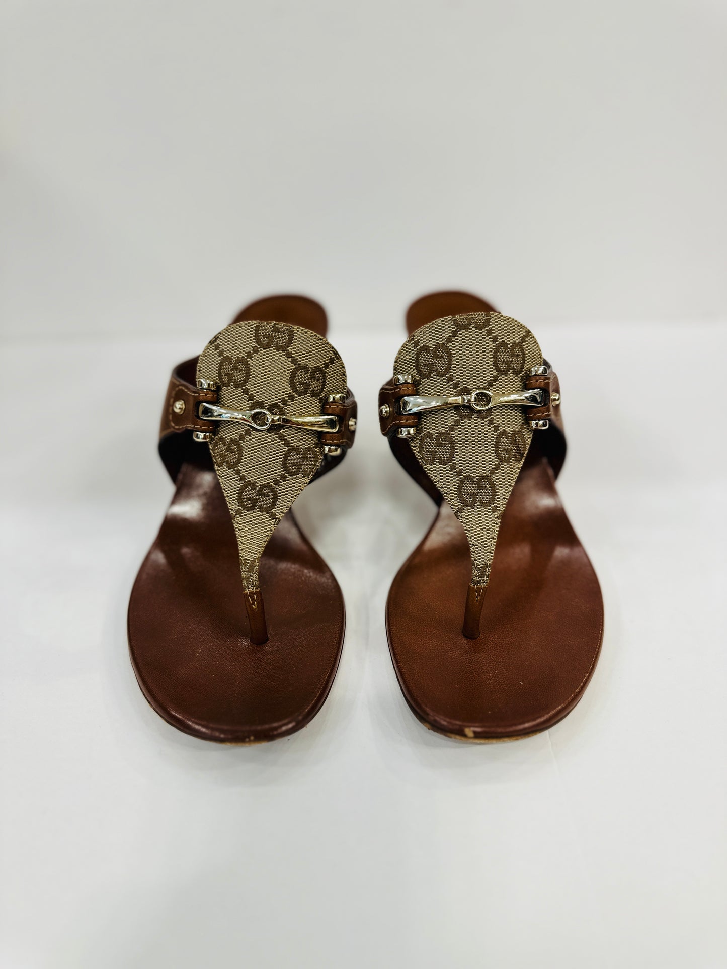 GUCCI Logo and Leather Sandals / US6.5-EU37