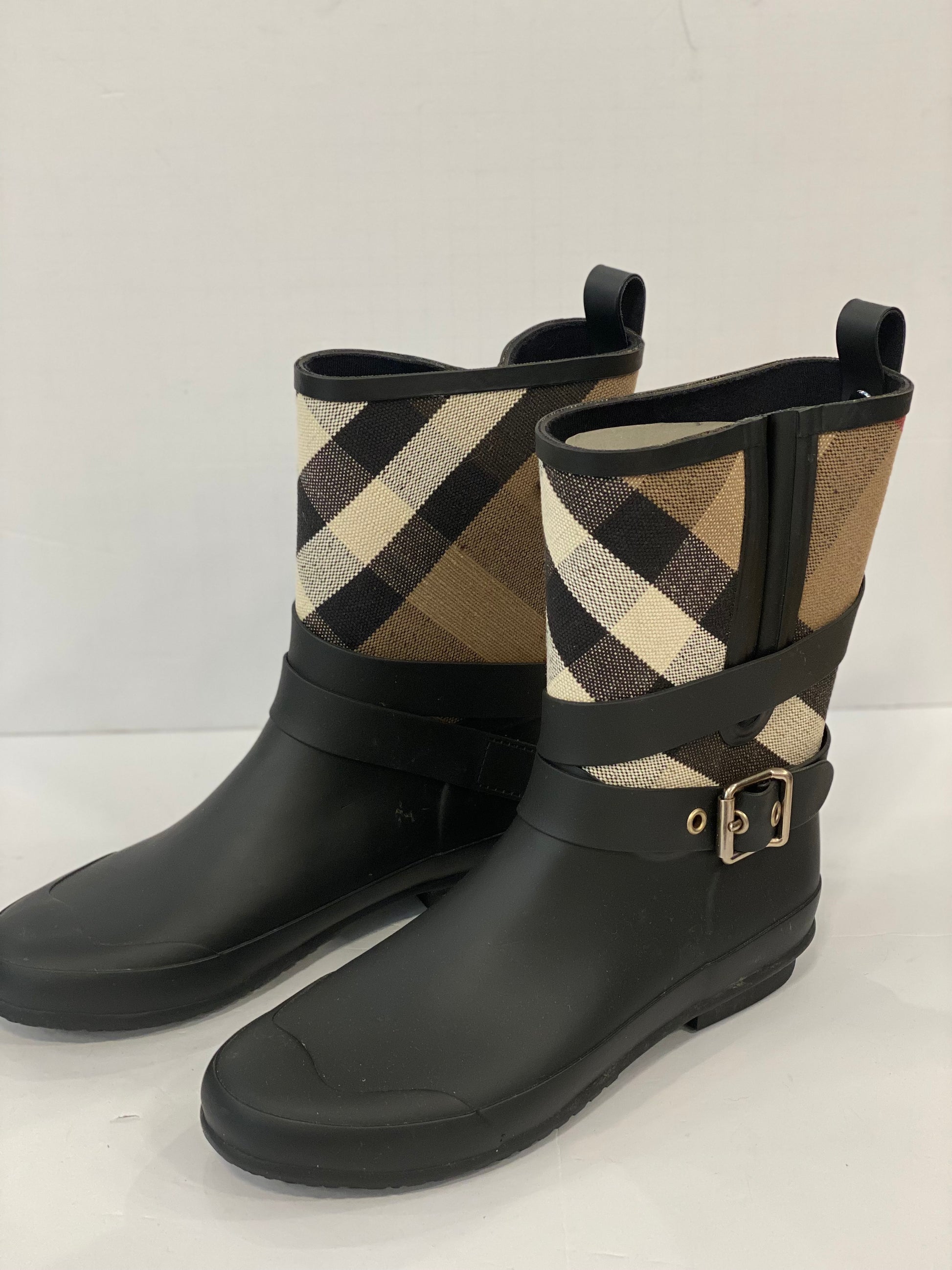 BURBERRY Short Rain Boots with tartan US.5 EU39 Second Edition NY