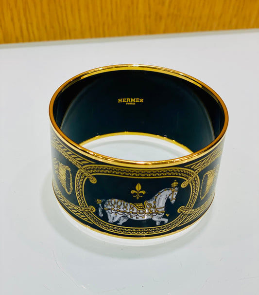 HERMES Grand Apparat Enamel Wide Bracelet