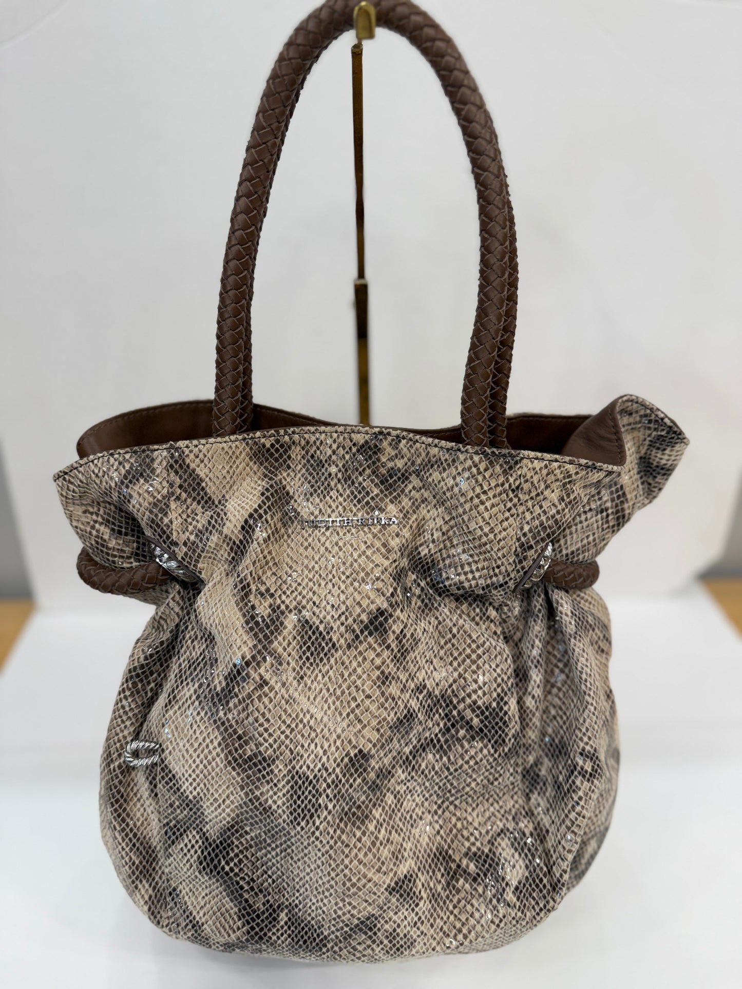 JUDITH RIPKA Python Embossed Leather Shoulder Bag