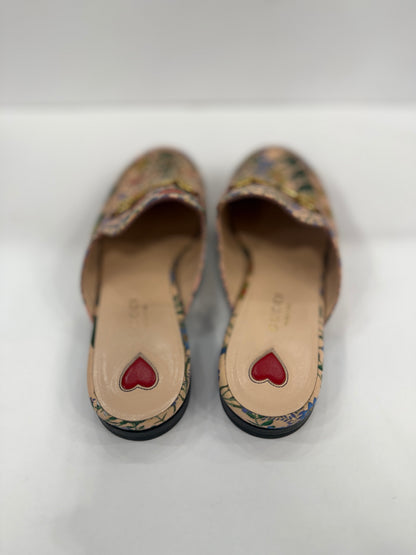 GUCCI Horsebit Printed Canvas Mules / US 7 - EU 37.5