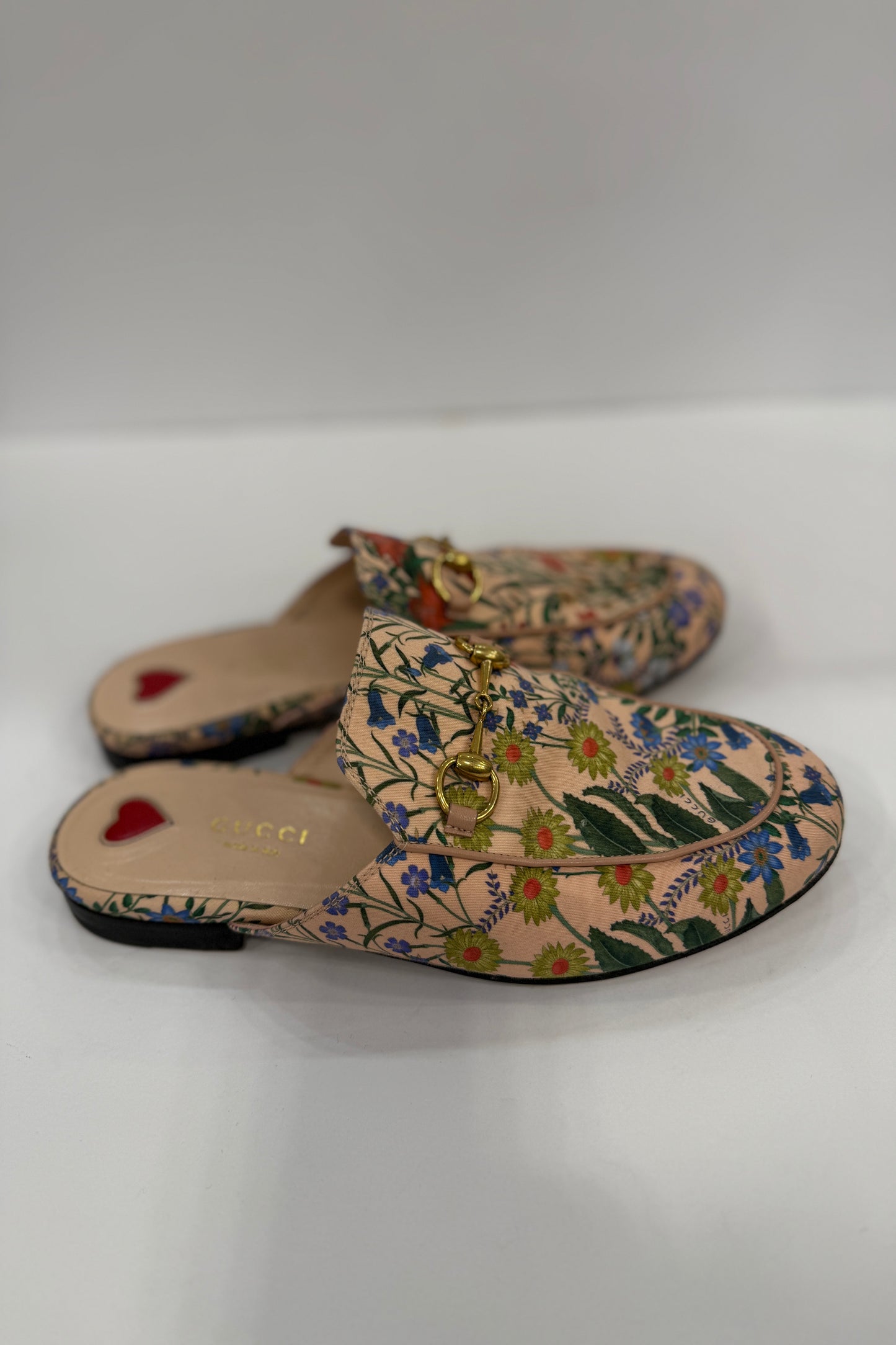 GUCCI Horsebit Printed Canvas Mules / US 7 - EU 37.5