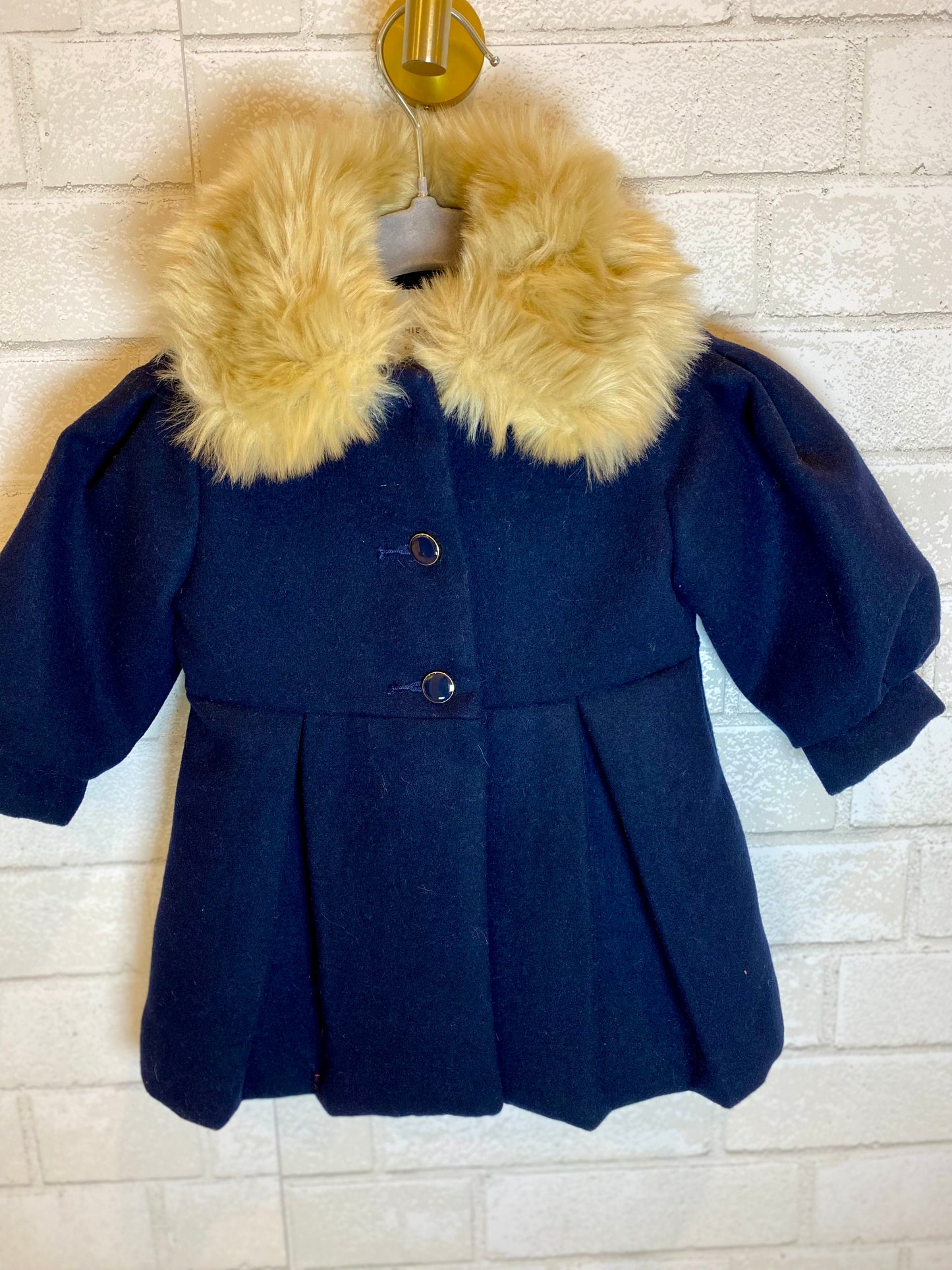 JANIE AND JACK navy collar faux fur coat girl NWT / 6-12M