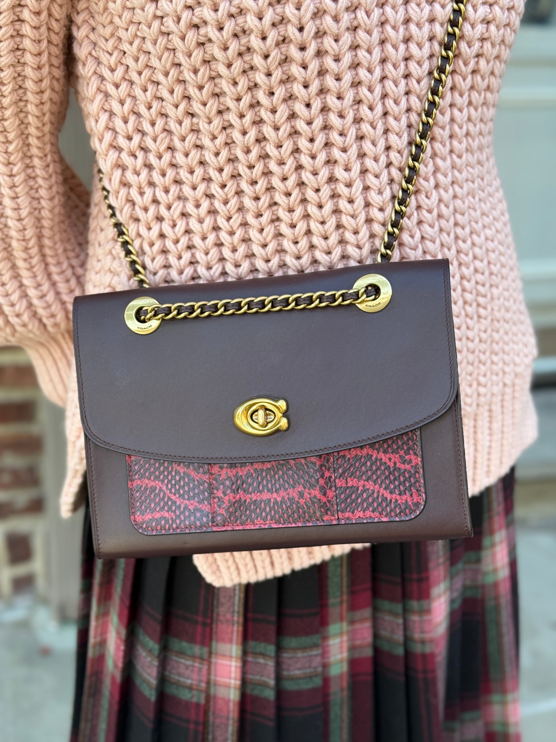 COACH NWT Crossbody Parker Bag with Snakeskin Details Second Edition NY