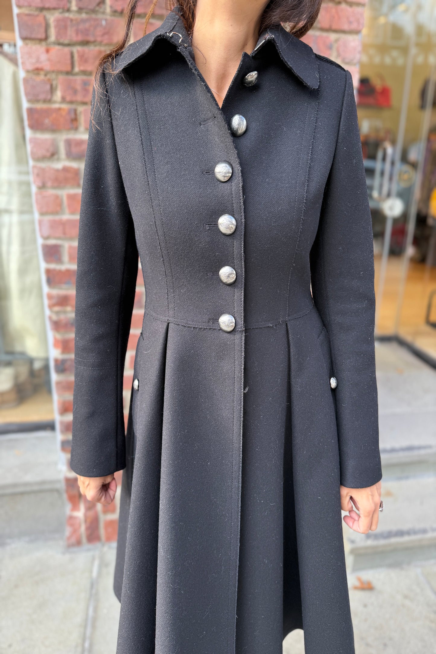 BURBERRY Wool Coat with Silver Buttons / M-U8