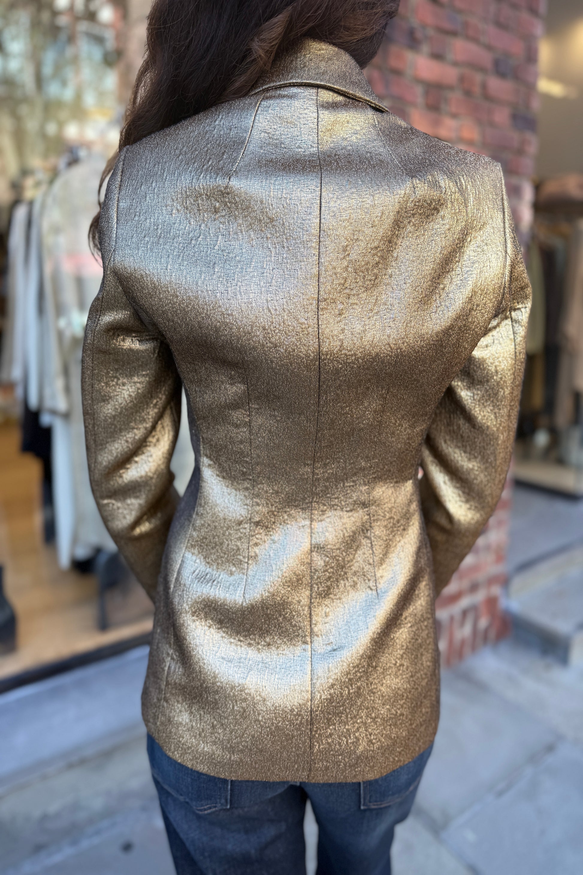 ZARA Gold Oversized Blazer S Second Edition NY