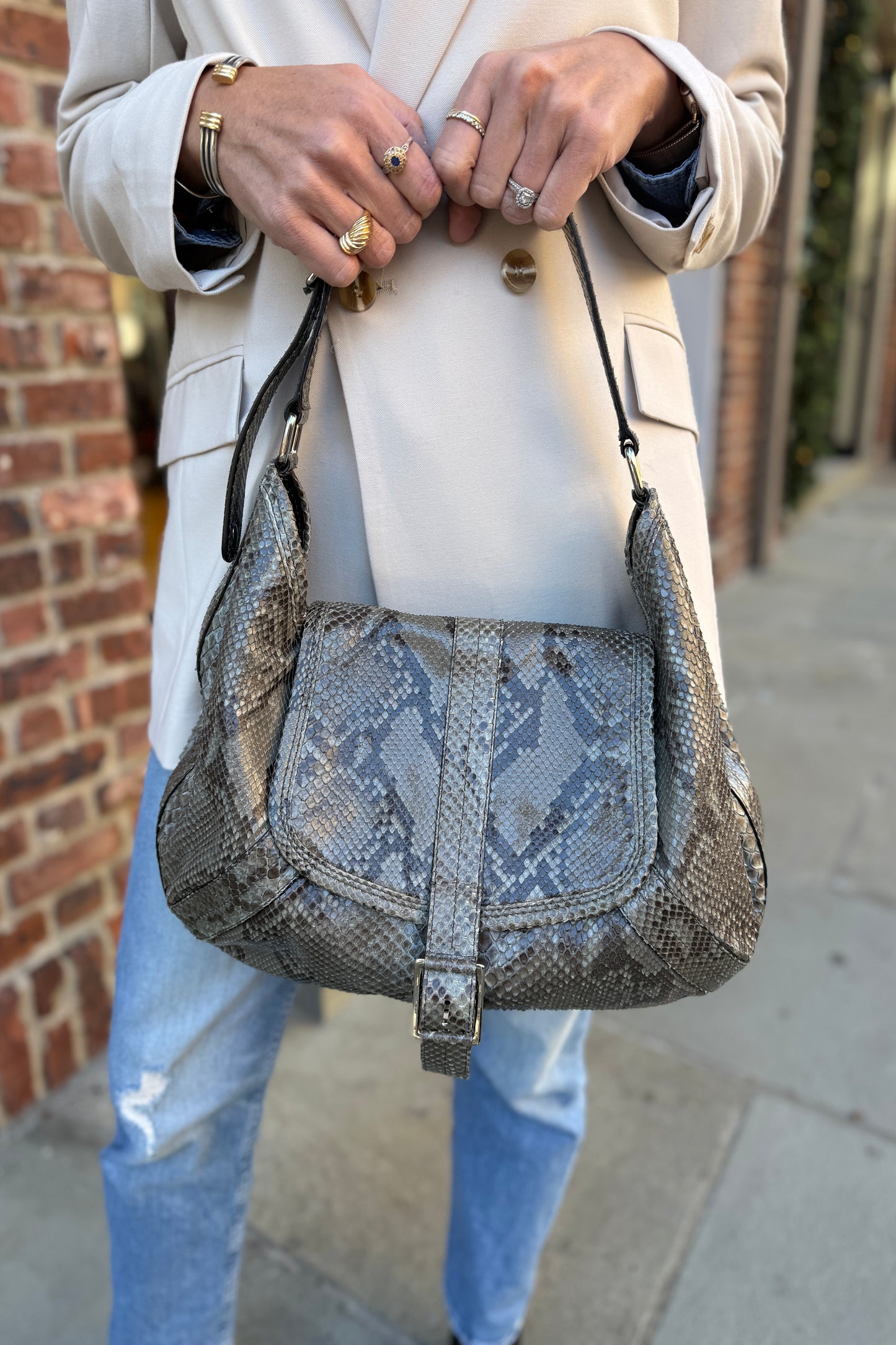 LAMBERTSON TRUEX Snakeskin Hobo Bag