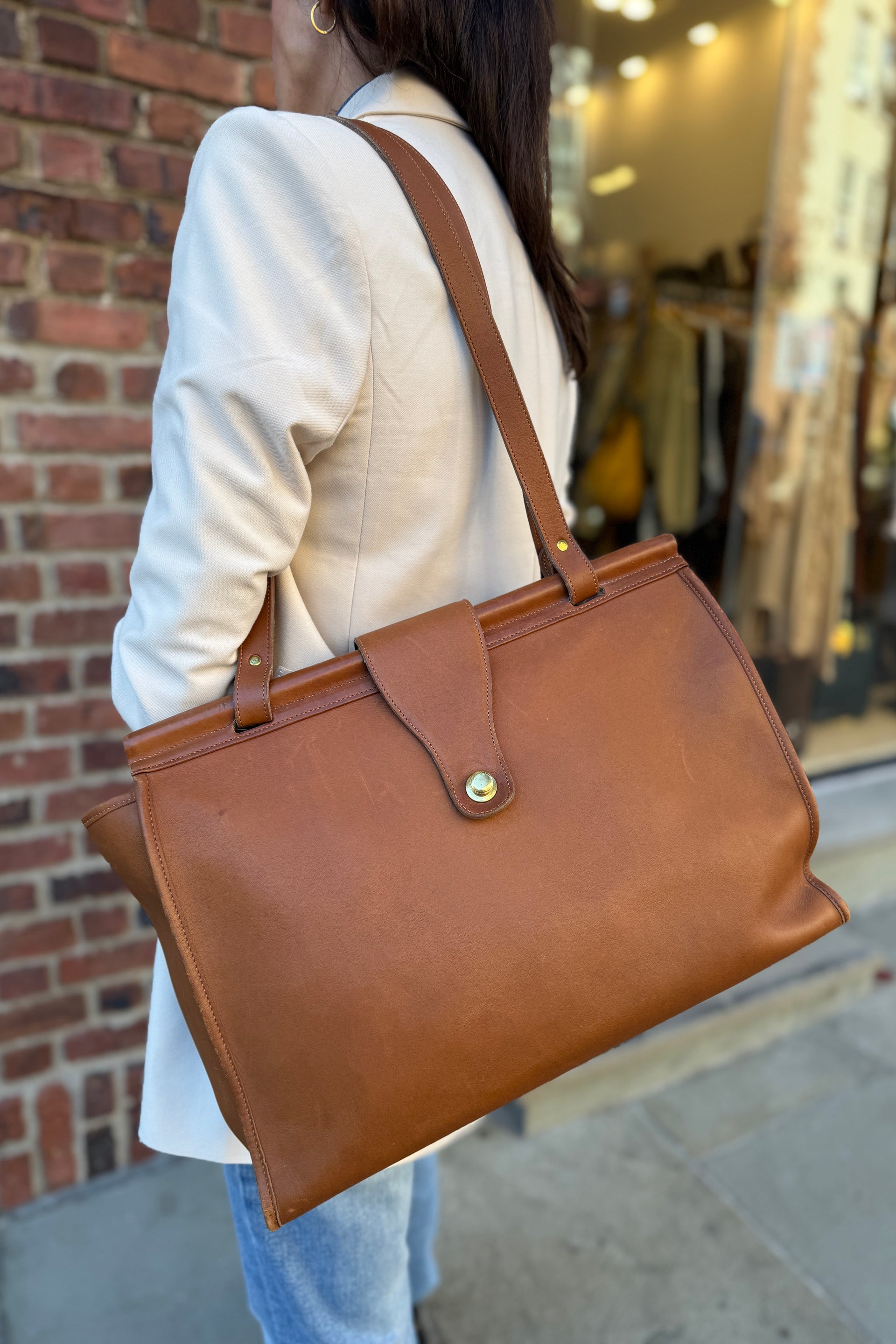 【コンビニ受取対応商品】 COACH NY Edition Second – Bag Tote Leather Vintage バッグ