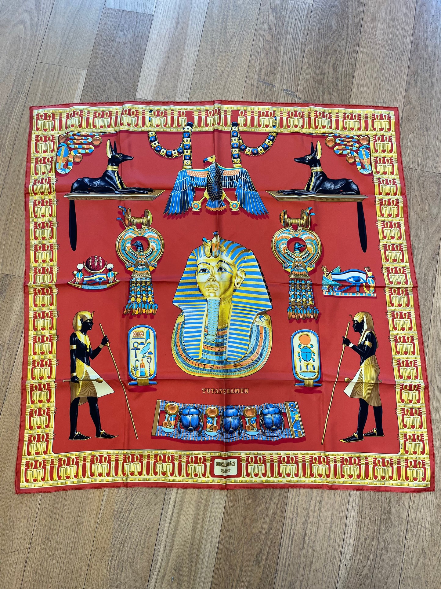 HERMES "Tuthenkhamun" 90cm Square Silk Scarf