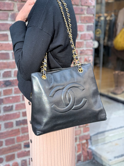 CHANEL Vintage CC Timeless Lambskin Leather Tote Bag